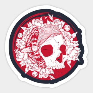 Red Rose floral skull female Sticker